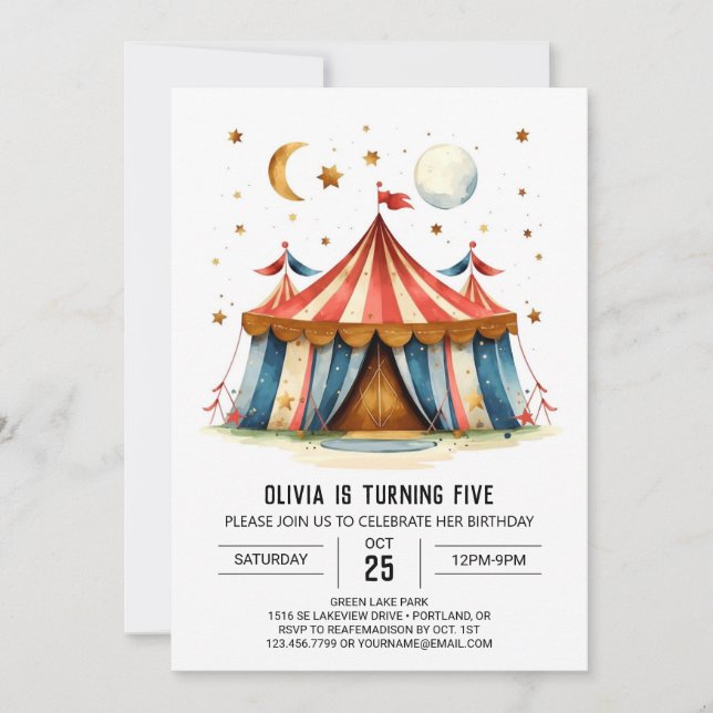 Custom Printable Joy Circus Geburtstag Einladung (Vorderseite)