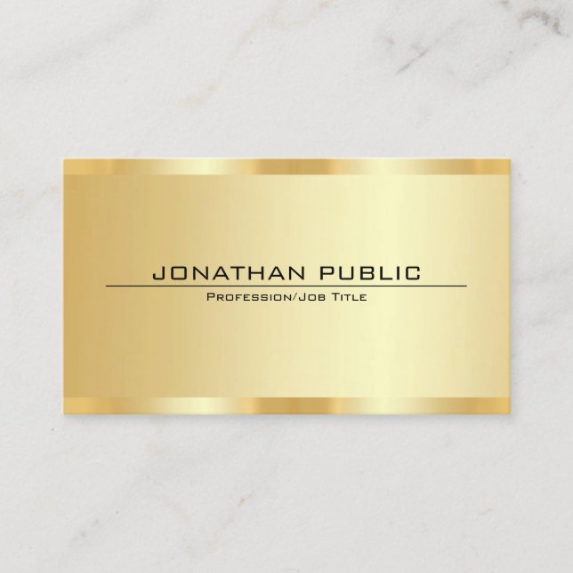 Custom Professional Elegant Faux Gold Template Visitenkarte (Vorderseite)