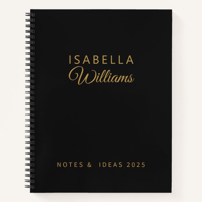 Custom Professional Notebook Modern Black Gold Notizbuch (Vorderseite)