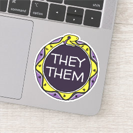 Custom Pronouns LGBTQIA+ Nonbinary Ouroboros Snake Aufkleber