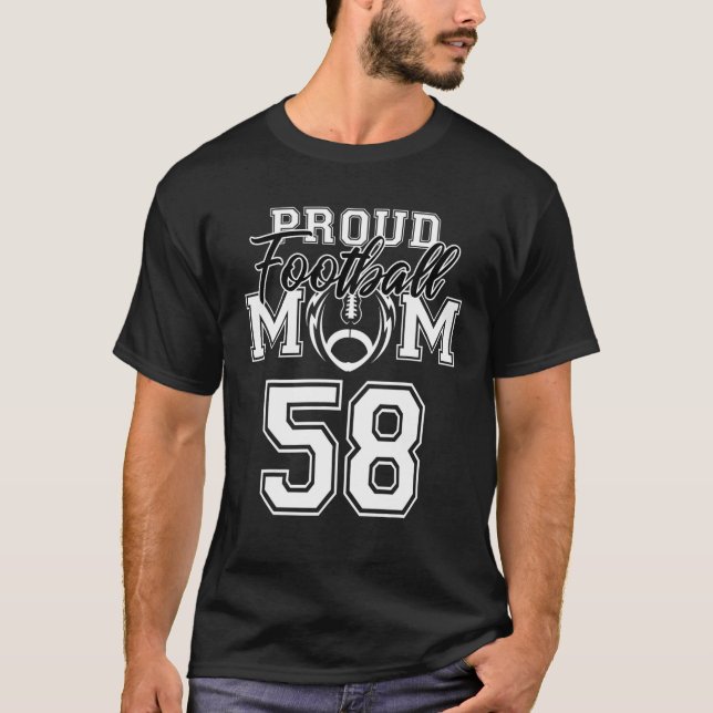 Custom Proud Football Mama Nr. 58 Personalisiert W T-Shirt (Vorderseite)