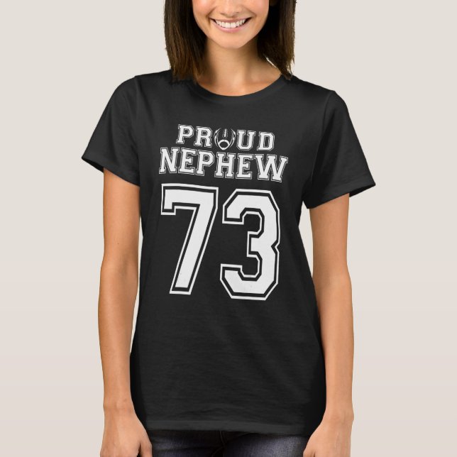 Custom Proud Football Nephew Nummer 73 Personalisi T-Shirt (Vorderseite)