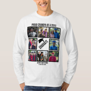 Custom Proud Grandpa Abschluss FotoCollage T-Shirt