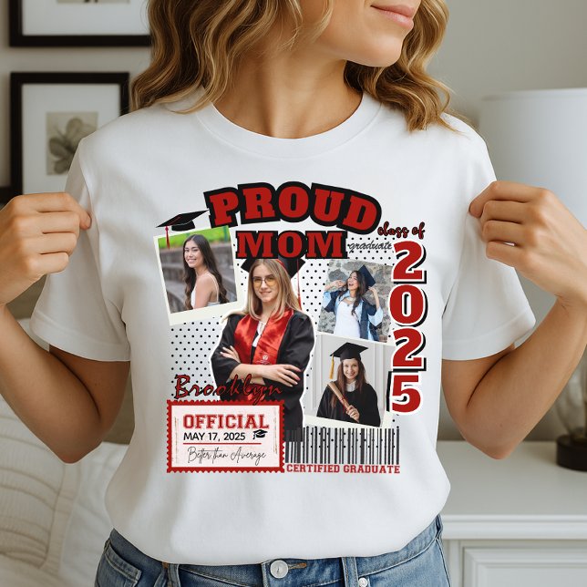 Custom Proud-Mama der Klasse 2025 Graduate Foto Tri-Blend Shirt (Von Creator hochgeladen)
