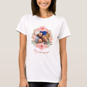 Custom Proud Mama Foto - BlumenMuttertag T-Shirt