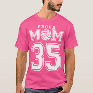 Custom Proud Volleyball Mama Nummer 35 Personalisi T-Shirt