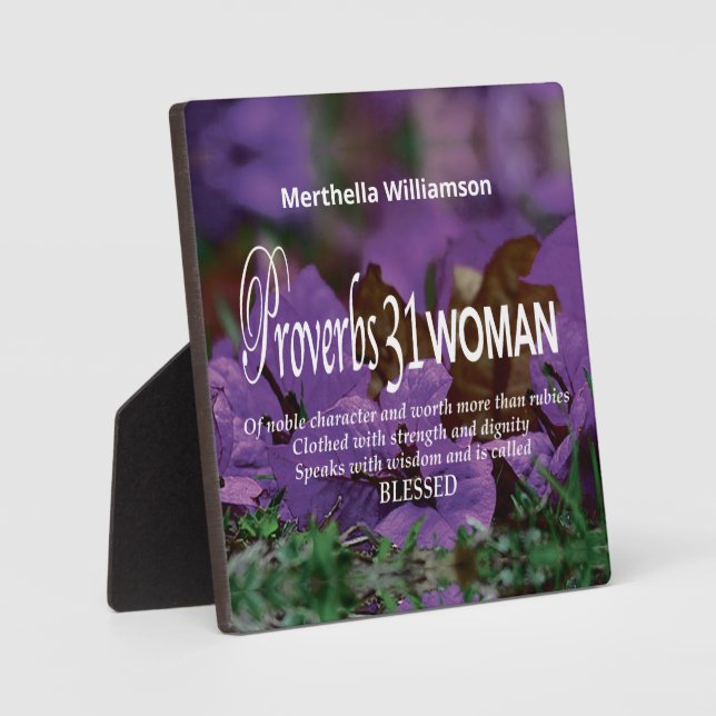 Custom PROVERBS 31 FRAU Inspirational Floral Fotoplatte (Vorderseite)
