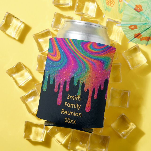 Custom Psychedelic Neon Glitzer Tropfen Cooler Dosenkühler (In Situ Sommer)