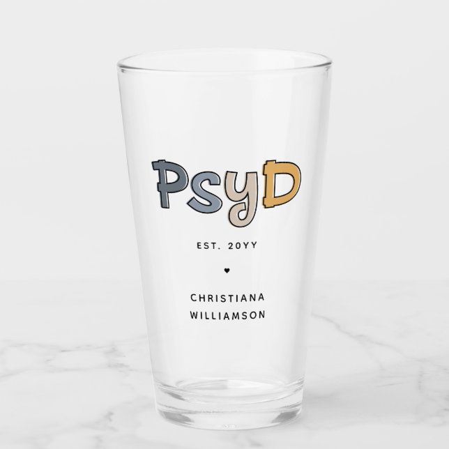 Custom PsyD Doctor of Psychology Psychologist Glas (Vorderseite)