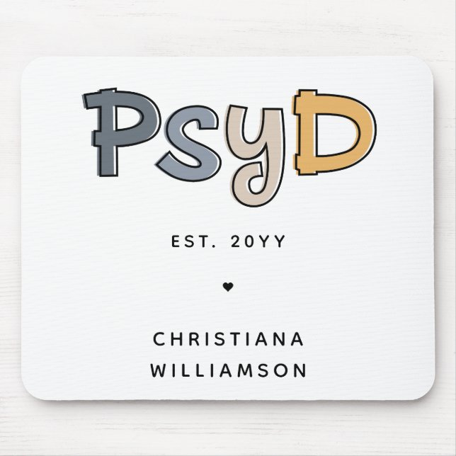 Custom PsyD Doctor of Psychology Psychologist Mousepad (Vorne)
