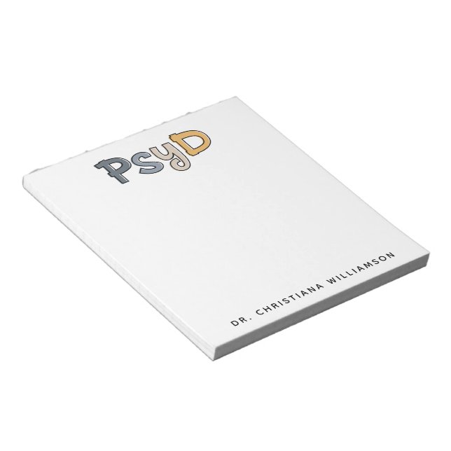 Custom PsyD Doctor of Psychology Psychologist Notizblock (angewinkelt)