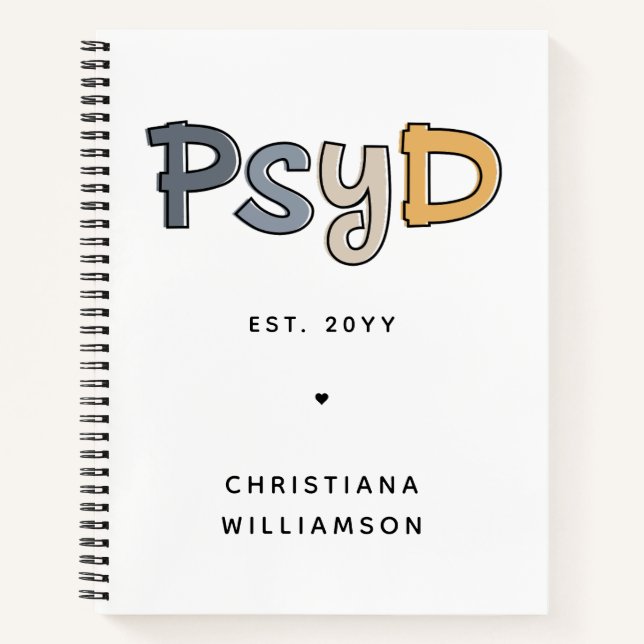 Custom PsyD Doctor of Psychology Psychologist Notizbuch (Vorderseite)