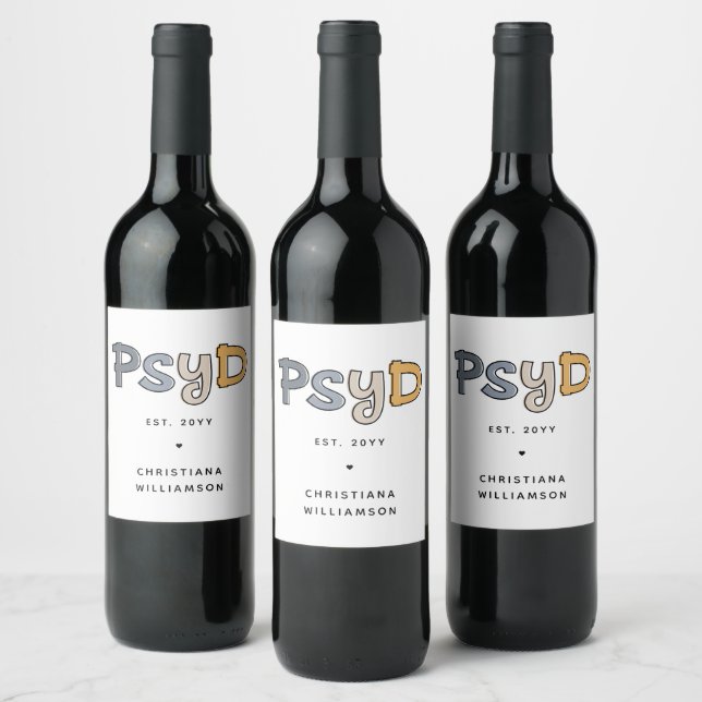 Custom PsyD Doctor of Psychology Psychologist Weinetikett (Flaschen)