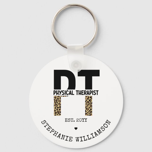 Custom PT Physiotherapeut Cheetah Print Schlüsselanhänger (Vorderseite)