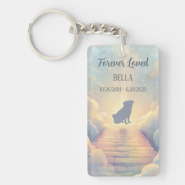 Custom Pug Memorial Acrylic Keychain with QR (Devant)