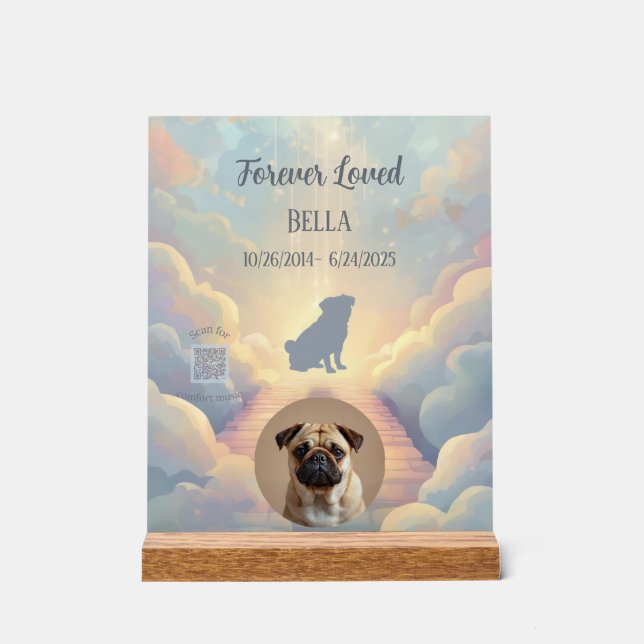 Custom Pug Rainbow Bridge Acrylic Plaque (Recto)
