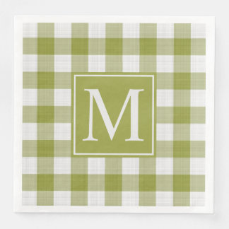 Custom Pumpkin Blätter Green Gingham Pattern Serviette