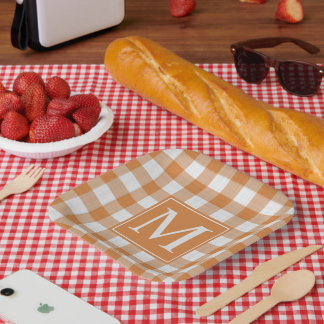 Custom Pumpkin Orange Gingham Pattern Pappteller