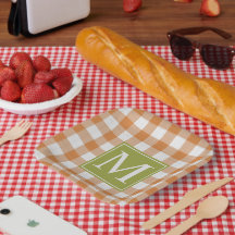 Custom Pumpkin Orange Green Picnic Gingham Pattern