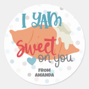 Custom Punny I YAM Sweet on You Valentine Runder Aufkleber