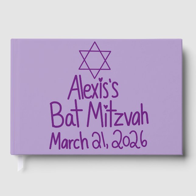 Custom Purple Bat Mitzvah  Gästebuch (Vorderseite)
