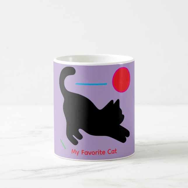 Custom Purple Coffee  Mug with Black Cat Kaffeetasse (Mittel)