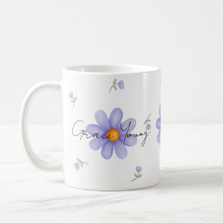 Custom Purple Daisy Name Floral Design Kaffeetasse
