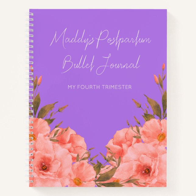 Custom Purple Floral Bullet Journal New Moms Notizbuch (Vorderseite)