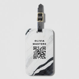 Custom QR Code Black Marble Travel Gepäckanhänger