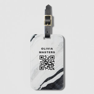Custom QR Code Black Marble Travel Gepäckanhänger