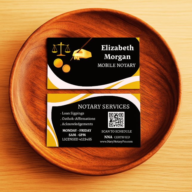Custom QR Code Business Card for Mobile Notary  Visitenkarte (Von Creator hochgeladen)
