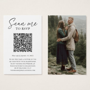 Custom QR Code Foto Wedding RSVP Card