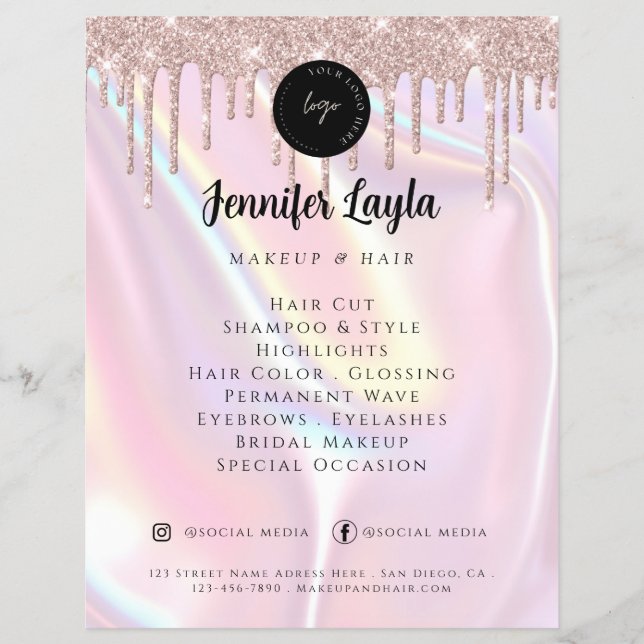 Custom QR Code Logo Elegant Pearlescent Pink Flyer (Vorne)