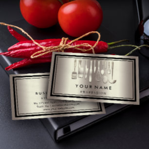 Custom QR CODE Logo Restaurant Kochen Koch Rose Visitenkarte