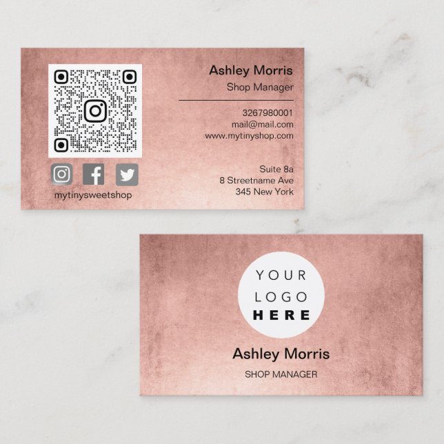 Custom QR Code Logo Social Online Shop Beilage Visitenkarte (Vorne/Hinten)
