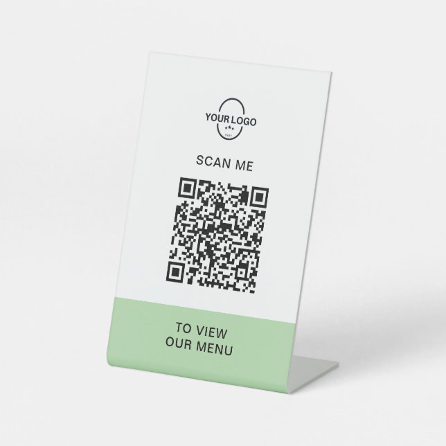 Custom QR Code Menu Stand | Contactless Restaurant Sockelschild (Vorderseite)