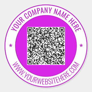 Custom QR Code Name Info Round Stickers Example