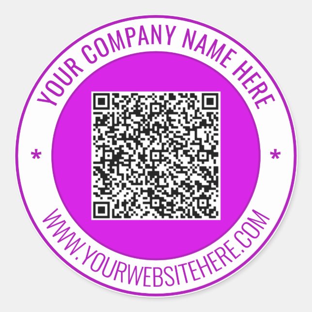 Custom QR Code Name Info Round Stickers Example (Vorderseite)