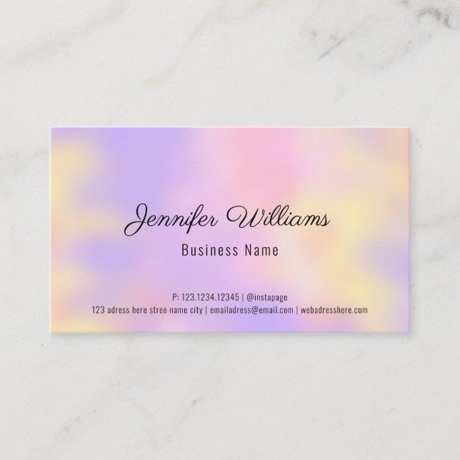 Custom QR Code Rainbow Pastell Farben Einfach mode Visitenkarte (Vorderseite)