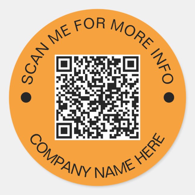 Custom QR Code Round ORANGE Waterproof Business Runder Aufkleber (Vorderseite)