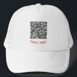 Custom QR Code Scan Info Trucker Hat Template Truckerkappe<br><div class="desc">Benutzerdefinierter Schriftart und Farben - Trucker Hats mit Ihrem QR Code Scan Info Text Personalisiert Werbe-Business oder Persönliche Funny Hat / Caps Geschenk - Hinzufügen Sie Ihren QR-Code - Bild oder Logo - Foto / oder Text / mehr - Umgestalten und verschieben oder entfernen / Hinzufügen von Elementen - Bild...</div>