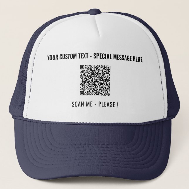 Custom QR Code Scan Info und Text Trucker Hat Truckerkappe (Vorderseite)