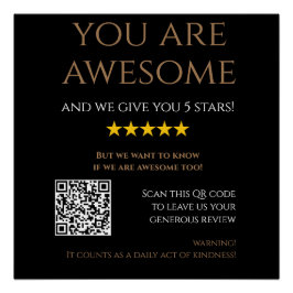 Custom QR Code schwarzes Gold verließ eine Überprü Poster
