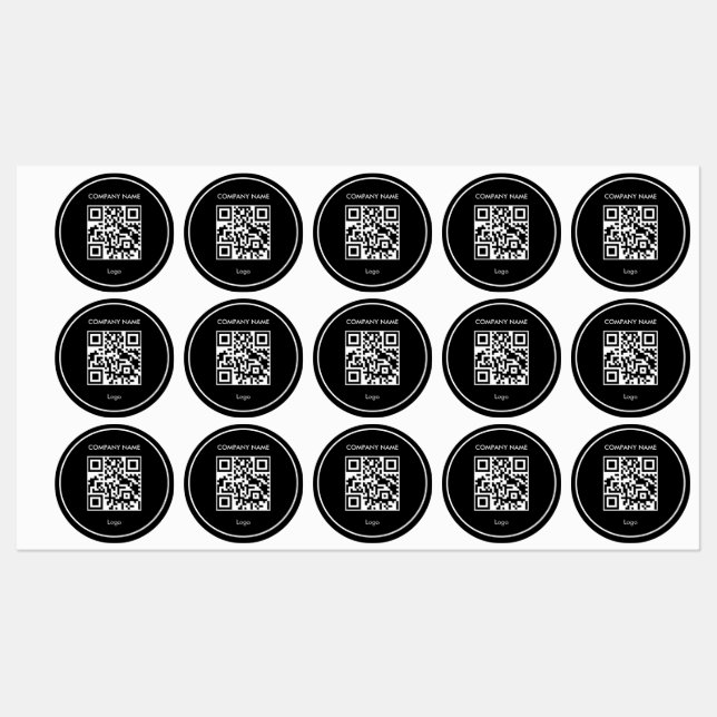 Custom qr code simple black business logo Label Etiketten (Blatt)