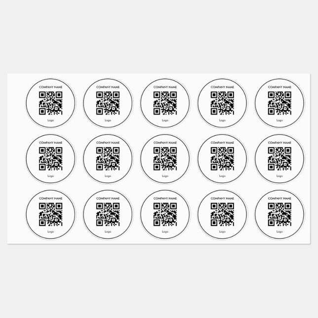 Custom qr code simple white business logo Label Etiketten (Blatt)