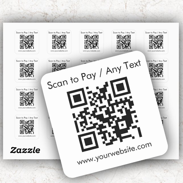 Custom QR Code / Text White Square Sticksheet Quadratischer Aufkleber (Von Creator hochgeladen)