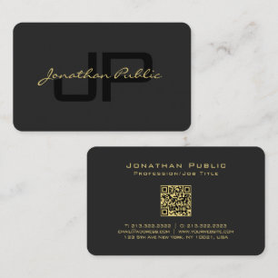Custom QR Code Typografie Gold Text Name Script Visitenkarte