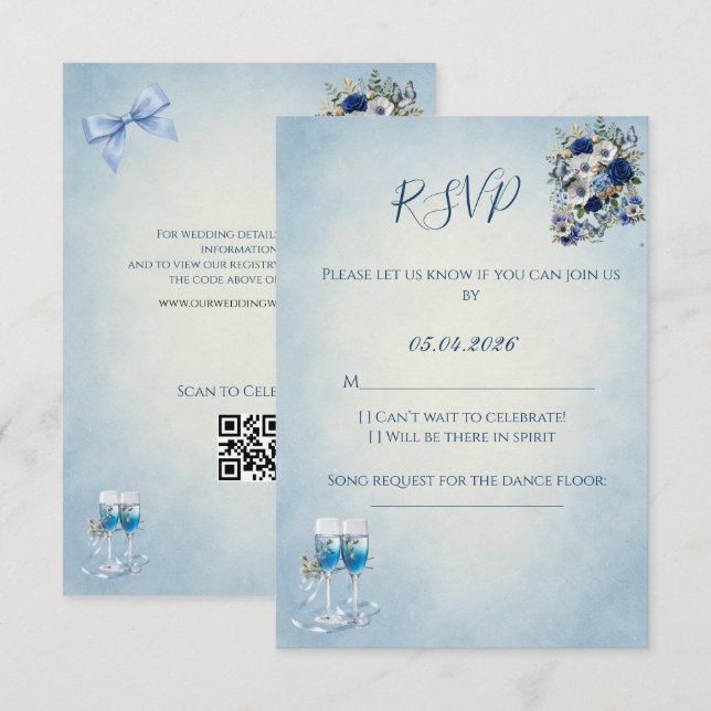 Custom QR Code Wedding RSVP Card (Devant / Derrière)