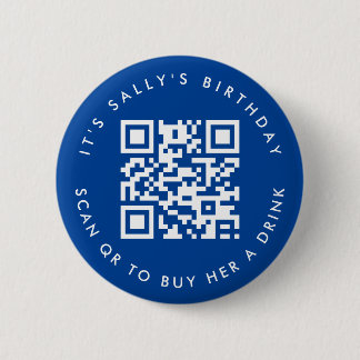 Custom Qr codes Cash App Birthday Button, blau Button
