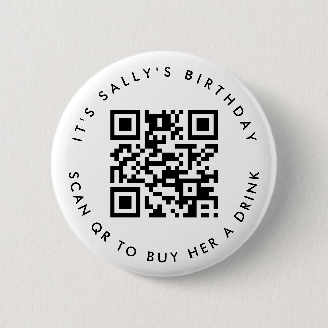 Custom Qr codes Cash App Birthday Button, Gastgesc Button (Vorderseite)